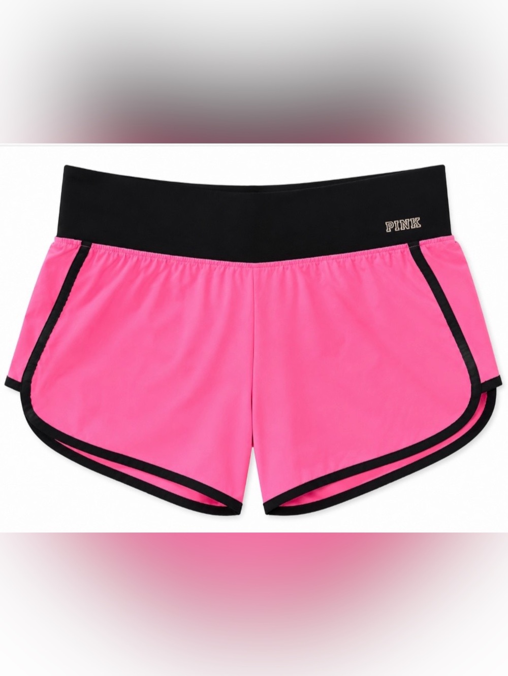 PINK Victoria’s Secret Ultimate Campus Running Shorts Hot Pink Black Trim Small